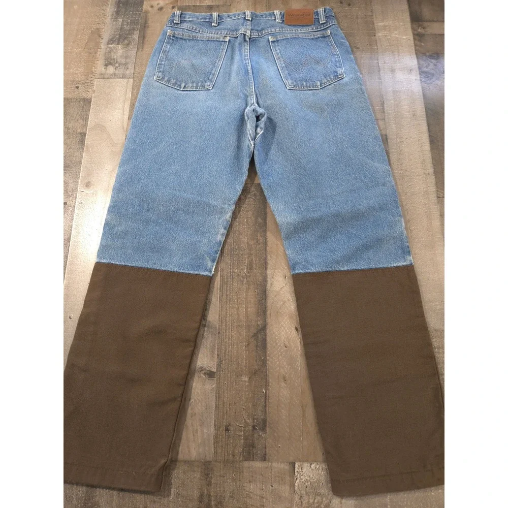 VTG Wrangler Pro Gear Upland Brush Guard Hunting Jeans 34 x 32 Denim Nylon Brown